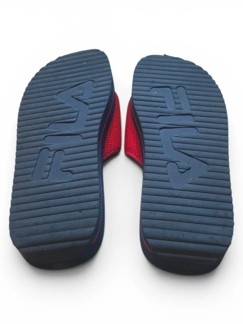 Fila Red and Blue Slide Sandals
